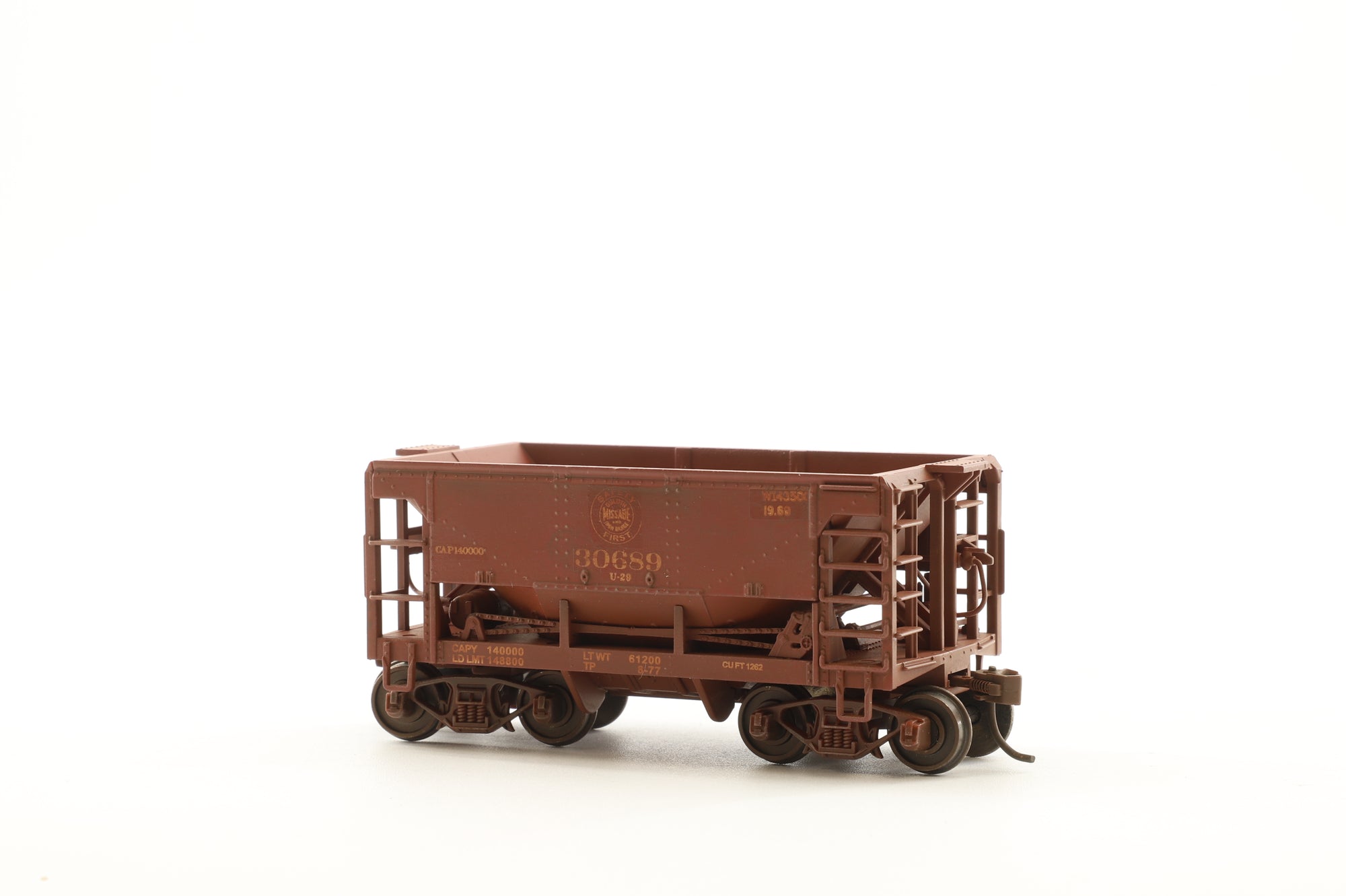 Model Power HO 1908 Rake Of 6 U-29 Metal Ore Cars Pro Renumbered & Weathered