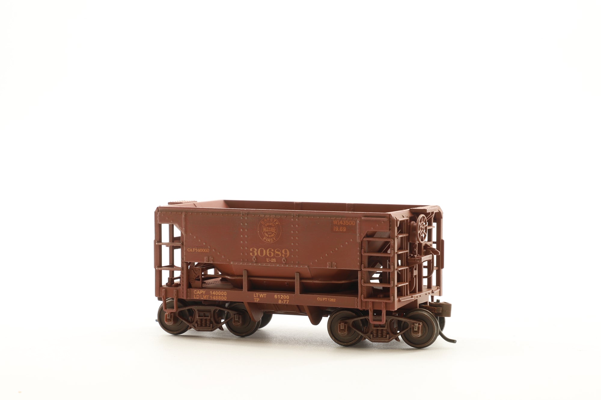Model Power HO 1908 Rake Of 6 U-29 Metal Ore Cars Pro Renumbered & Weathered