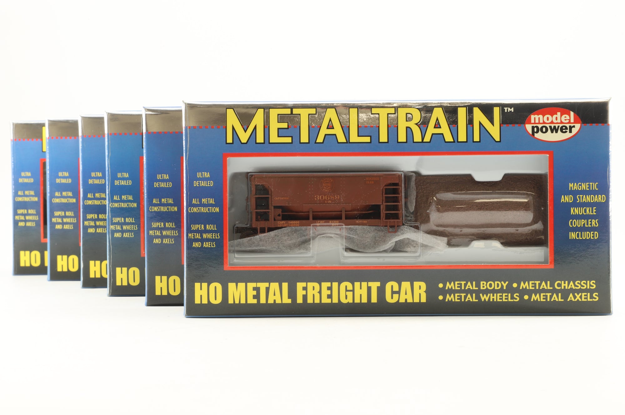 Model Power HO 1908 Rake Of 6 U-29 Metal Ore Cars Pro Renumbered & Weathered