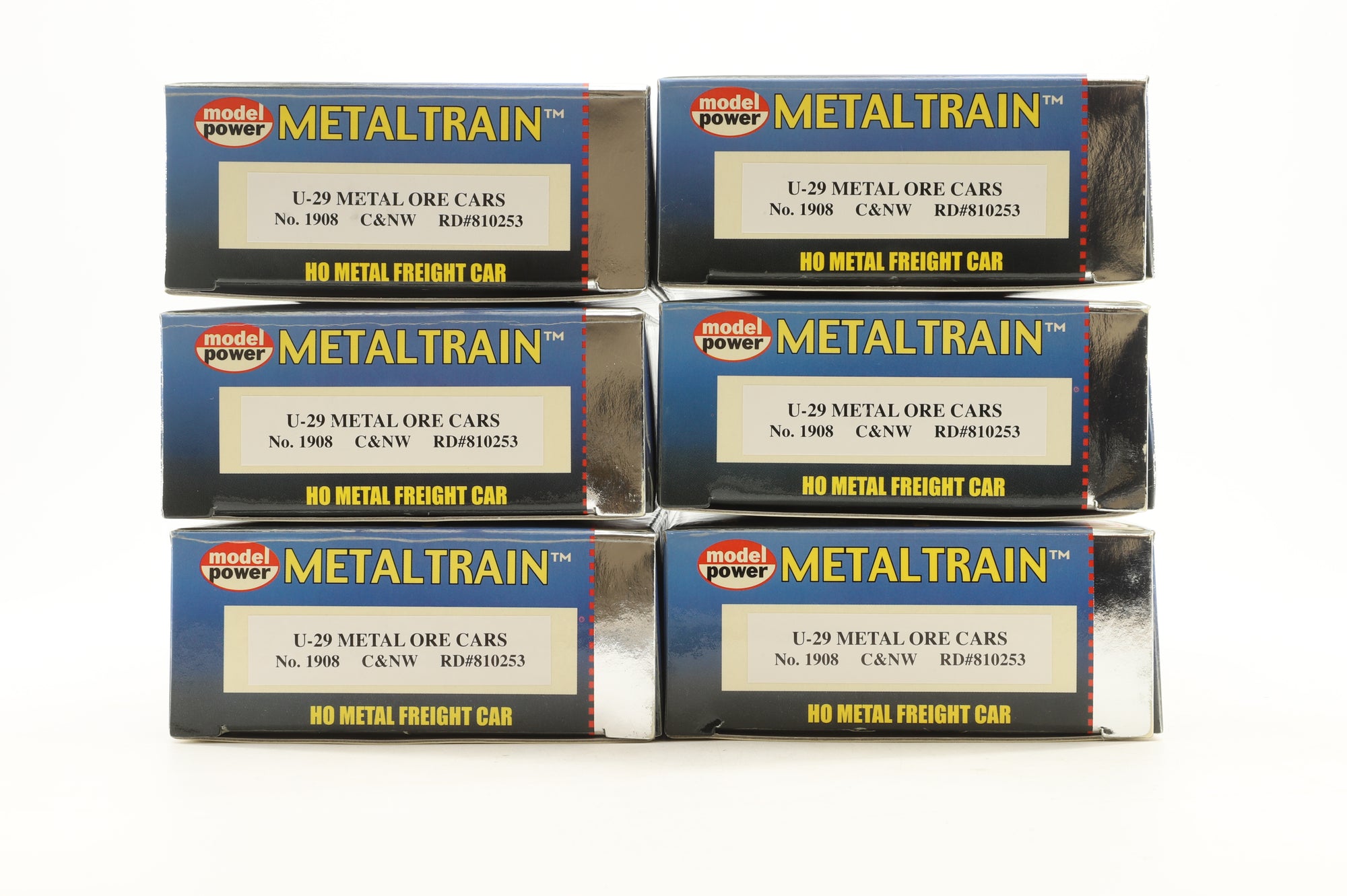 Model Power HO 1908 Rake Of 6 U-29 Metal Ore Cars Pro Renumbered & Weathered