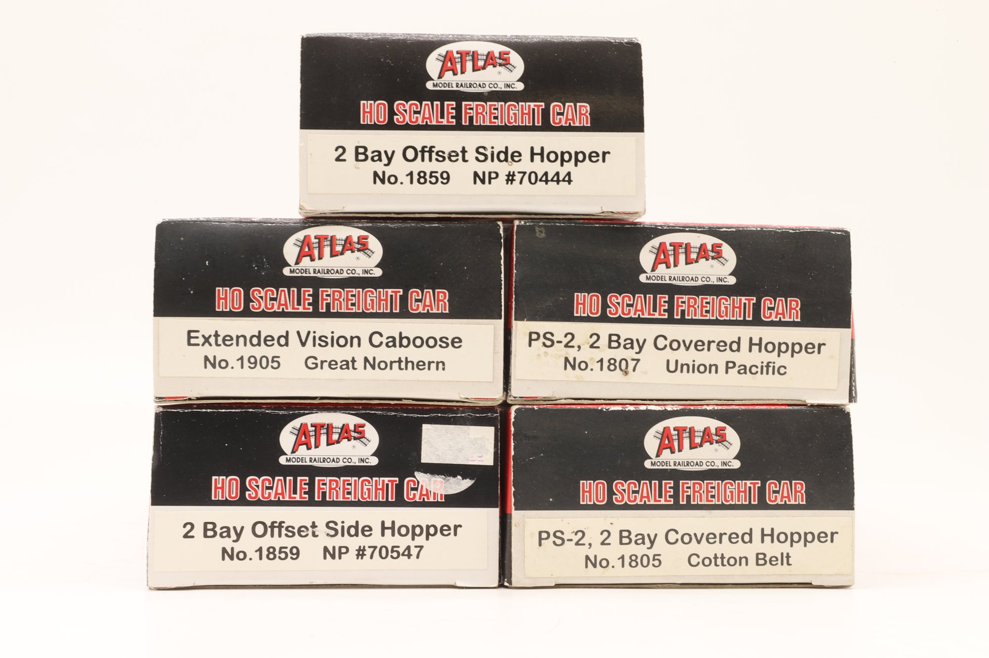 Atlas HO Rake Of 5 Hopper & Caboose Wagons Weathered