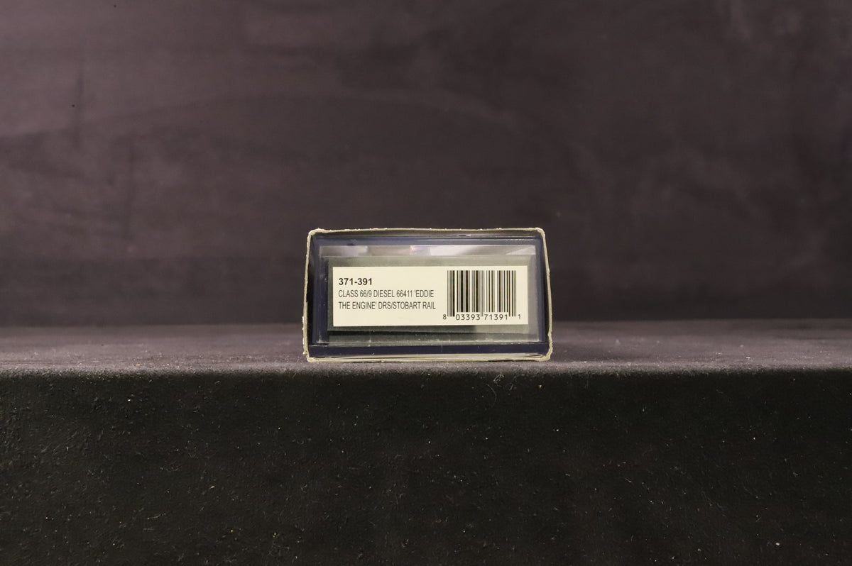 Graham Farish N Gauge 371-391 Class 66/9 66411 &#39;Eddie the Engine&#39; in DRS/Stobart Rail Livery