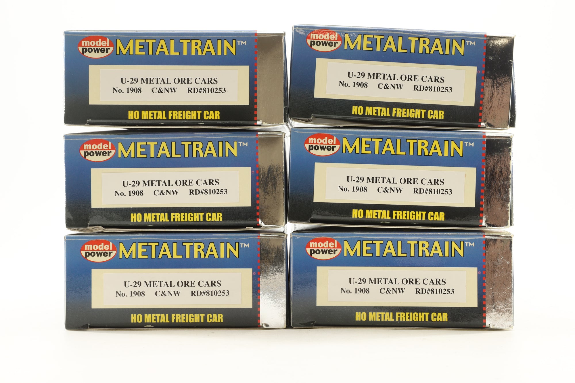 Model Power HO 1908 Metaltrain Rake of 6 C&NW U-29 Metal Ore Cars, Re-Number & Weathered