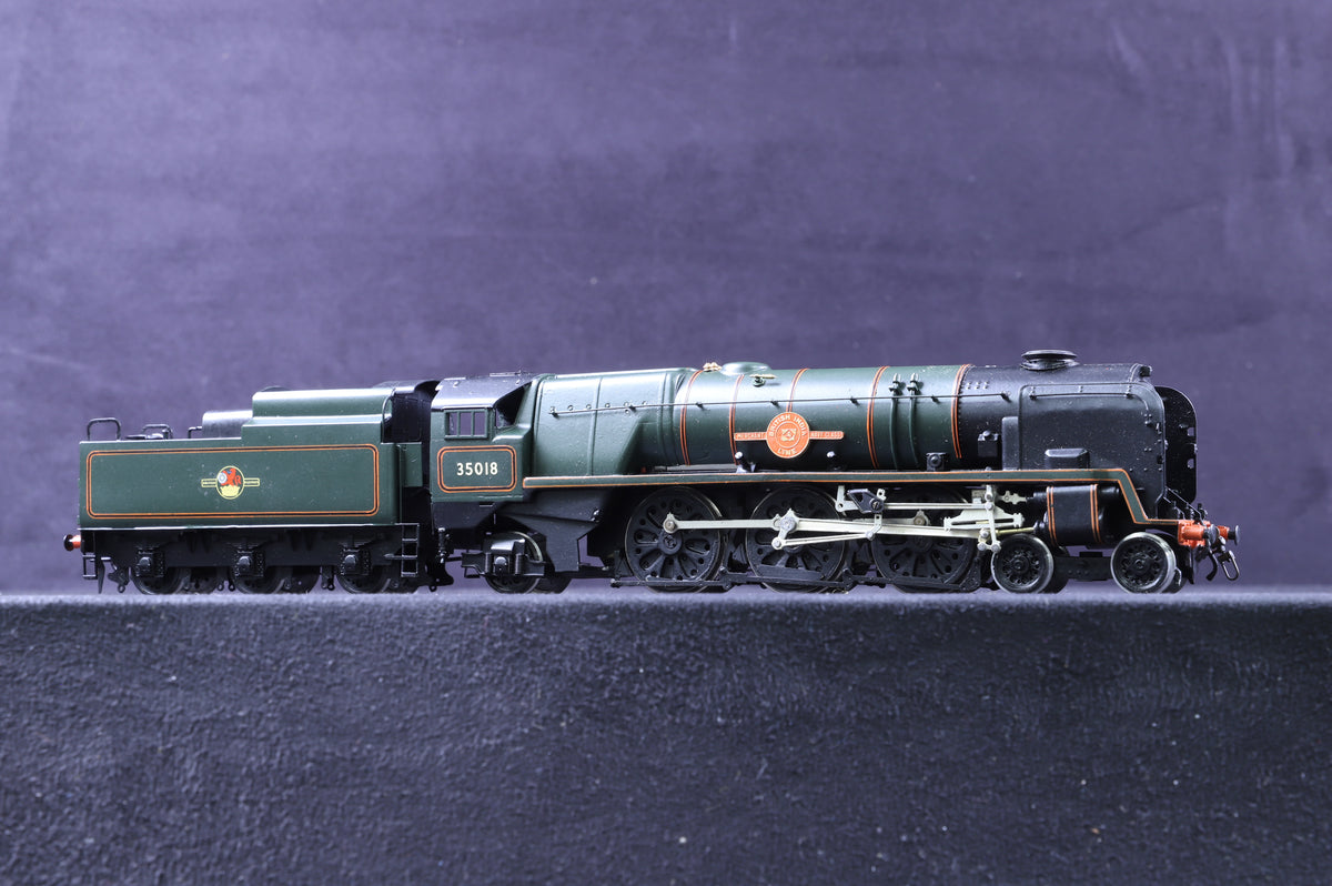 Model Loco OO Kit Built BR Rebuilt Merchant Navy Class 35018 &#39;British India Line&#39; in BR Lined Green w/ Late Crests