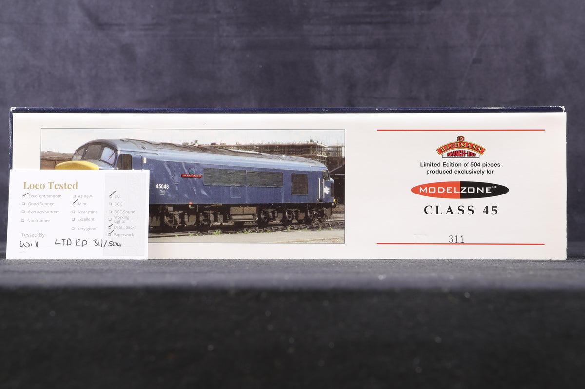 Bachmann OO 32-676Z Class 45 Diesel &#39;45048&#39; &#39;The Royal Marines&#39; BR Blue Excl. Modelzone Ltd Ed 311/ 503