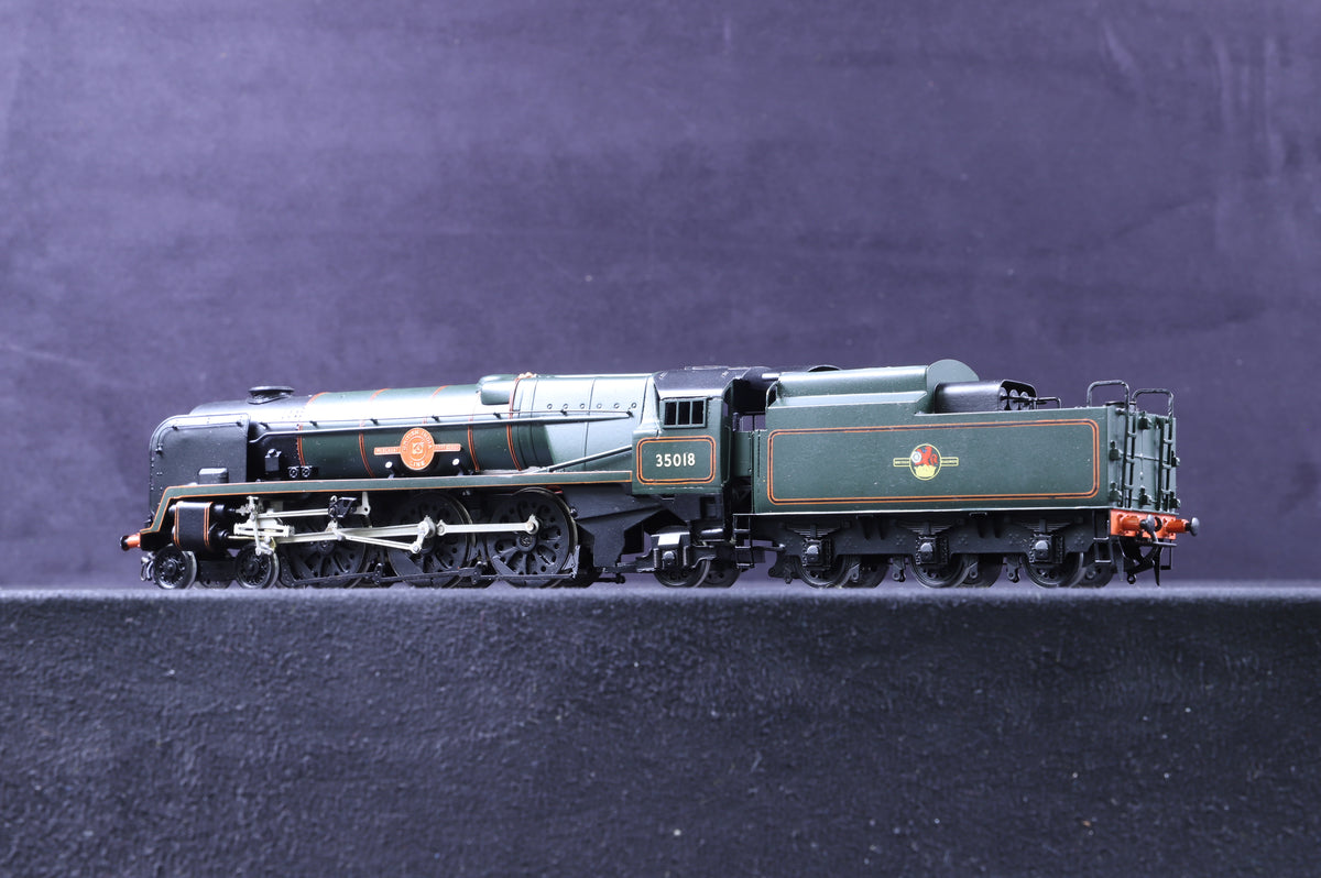Model Loco OO Kit Built BR Rebuilt Merchant Navy Class 35018 &#39;British India Line&#39; in BR Lined Green w/ Late Crests