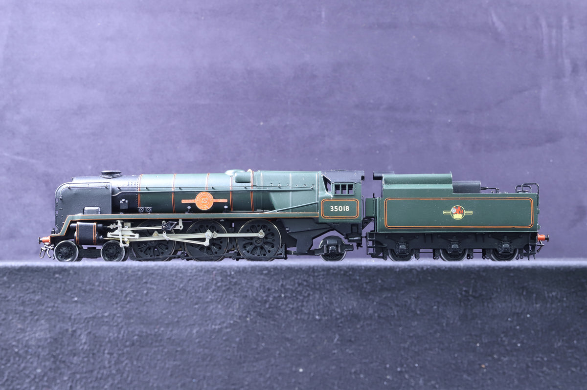 Model Loco OO Kit Built BR Rebuilt Merchant Navy Class 35018 &#39;British India Line&#39; in BR Lined Green w/ Late Crests