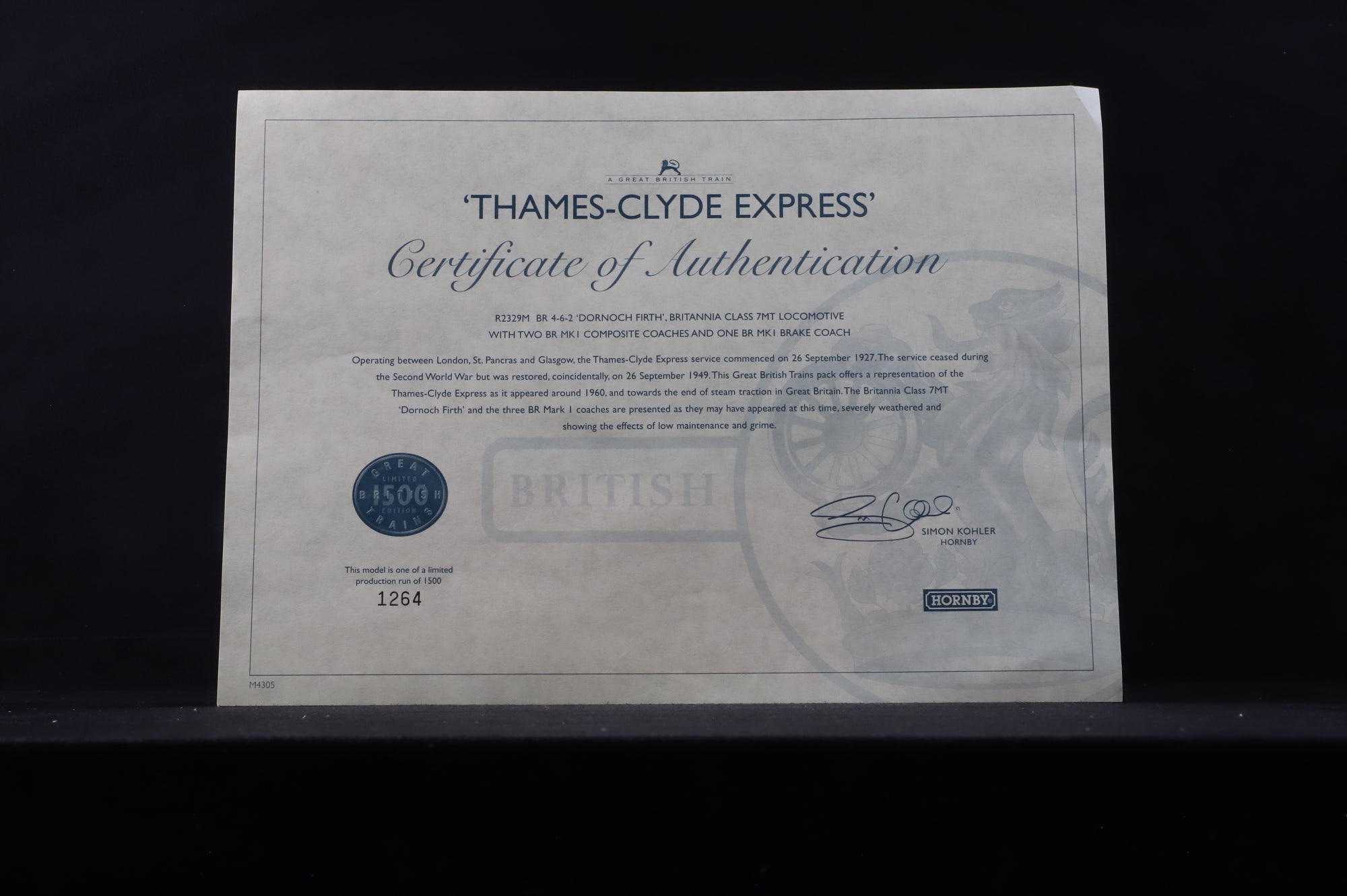 Hornby OO R2329M Thames - Clyde Express Train Pack Ltd Ed 1264/ 1500