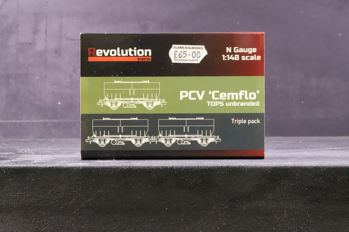 Revolution Trains N RT-PCV-TOPS-J PCV Cemflo TOPS Unbranded Triple Wagon Pack