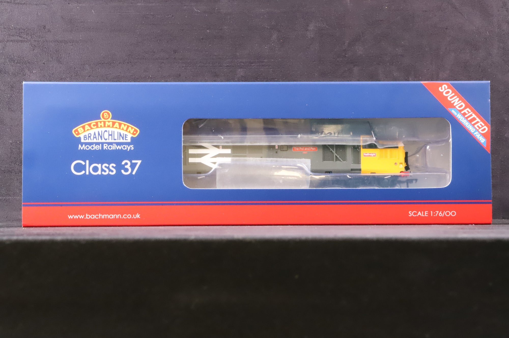 Bachmann OO 35-305ZSFX Class 37 37196 'Tre Pol & Pen' in BR Railfreight Grey w/ Large Logos - DCC Sound