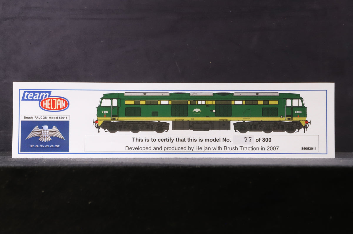 Heljan OO 5301 Class 53 Diesel &#39;D0280&#39; &#39;Falcon&#39; BR Two Tone Green Small Yellow Panels Ltd Ed 77/800