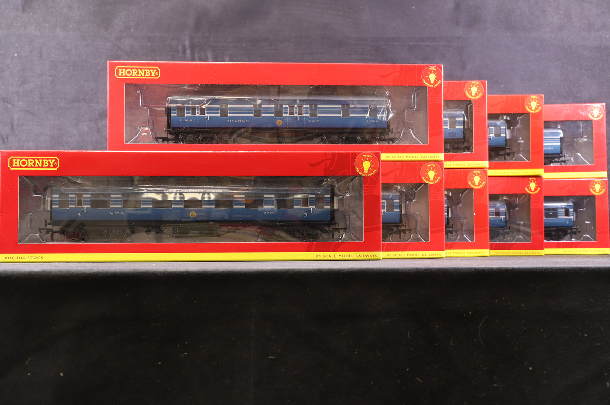 Hornby OO Rake Of 9 LMS Stanier Coronation Scot Blue Coaches