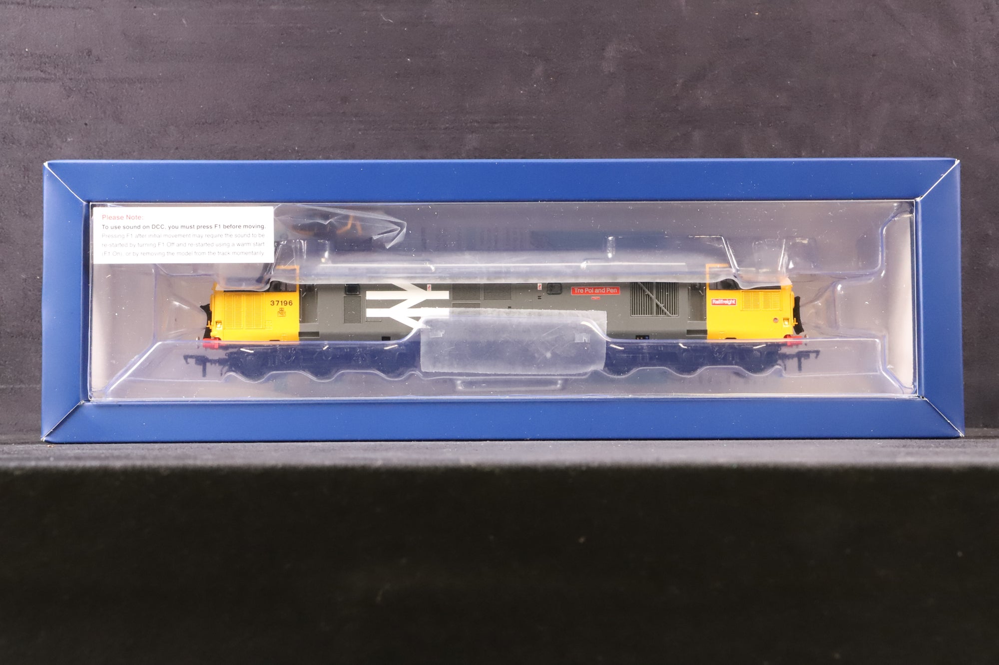 Bachmann OO 35-305ZSFX Class 37 37196 'Tre Pol & Pen' in BR Railfreight Grey w/ Large Logos - DCC Sound