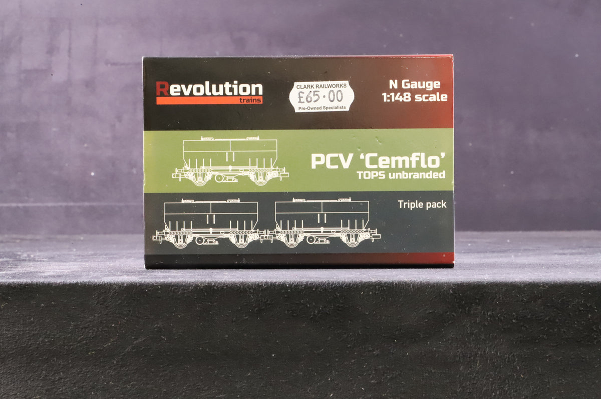 Revolution Trains N RT-PCV-TOPS-I PCV Cemflo TOPS Unbranded Triple Wagon Pack
