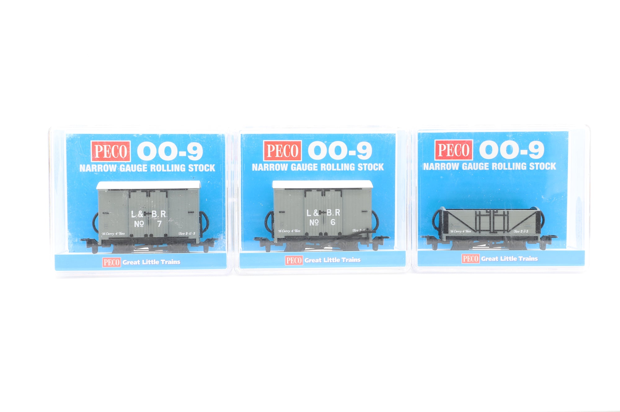 PECO OO-9 Rake of 3x L&B Grey Wagons Incl. 1x Open Wagon & 2x Box Vans