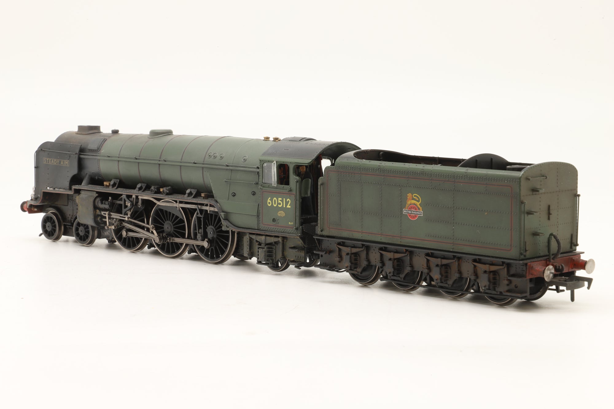 Hornby OO R3834 Thompson Class A2/3 60512 'Steady Aim' in Lined BR Green w/ Early Crests – Weathered