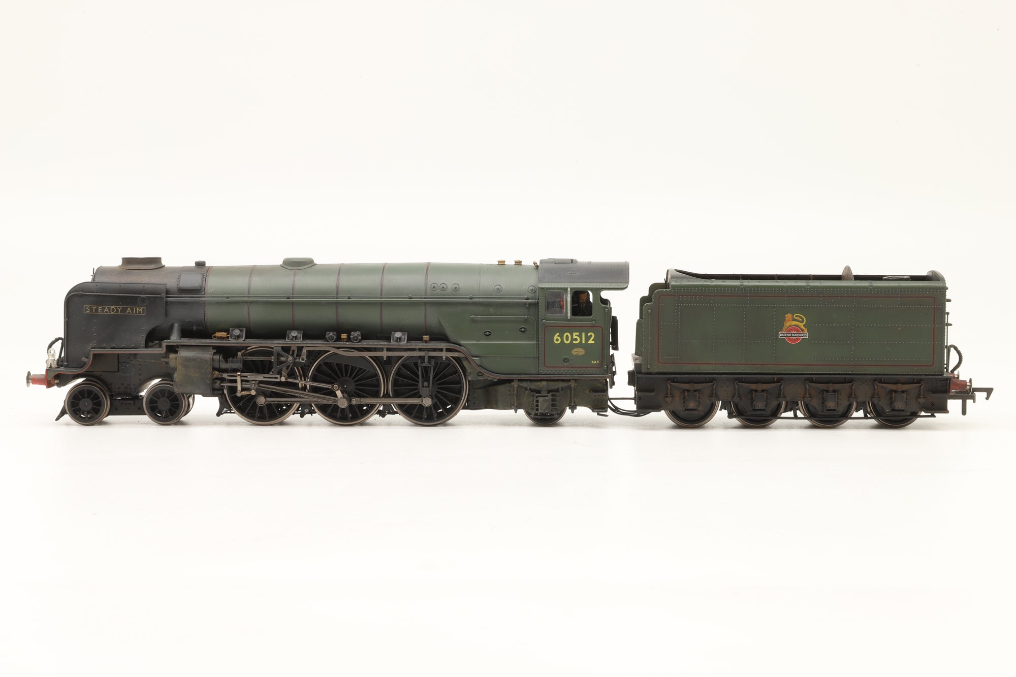 Hornby OO R3834 Thompson Class A2/3 60512 'Steady Aim' in Lined BR Green w/ Early Crests – Weathered