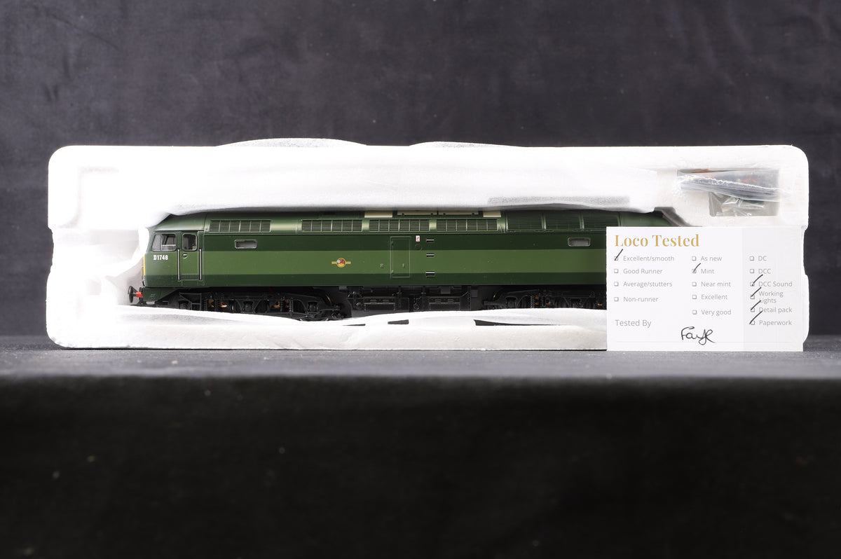 Bachmann OO 32-801DS Class 47 Locomotive &#39;D1746&#39; Green H/Yellow Ends 4 Digit Head Code, DCC Sound