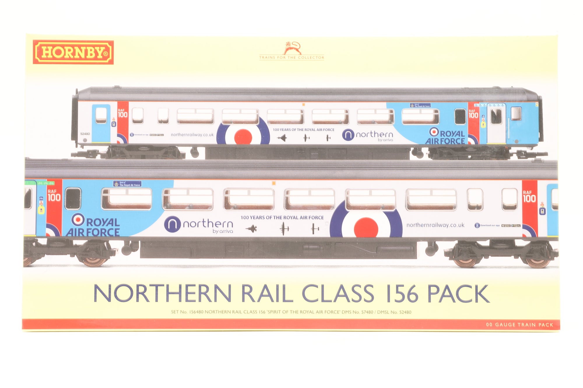 Hornby OO R3772 Class 156 2-Car DMU 156480 in Northern/RAF Livery