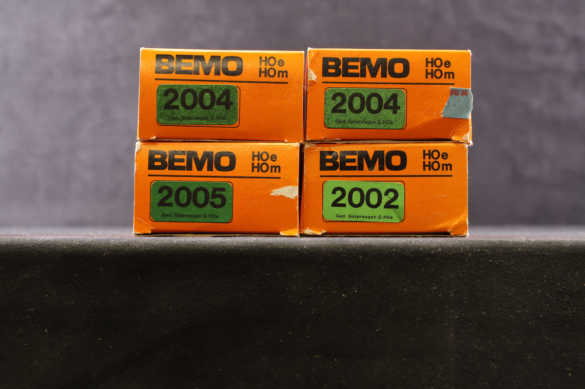 Bemo HOe Rake Of 4 DB Box Wagons Inc. 2002, 2004 &amp; 2005