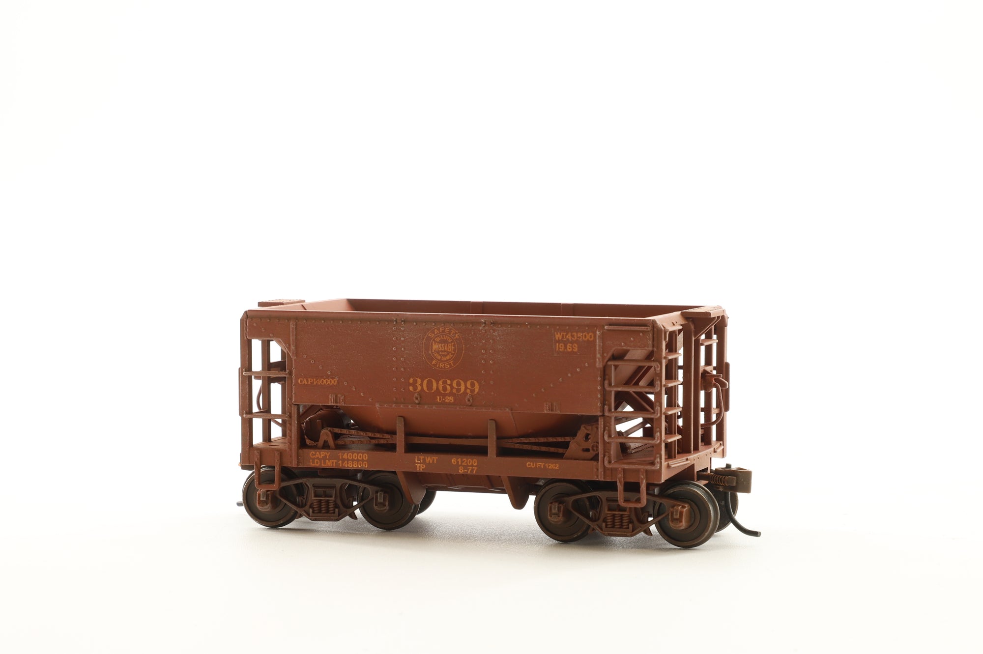 Model Power HO 1908 Rake Of 6 U-29 Metal Ore Cars Pro Renumbered & Weathered