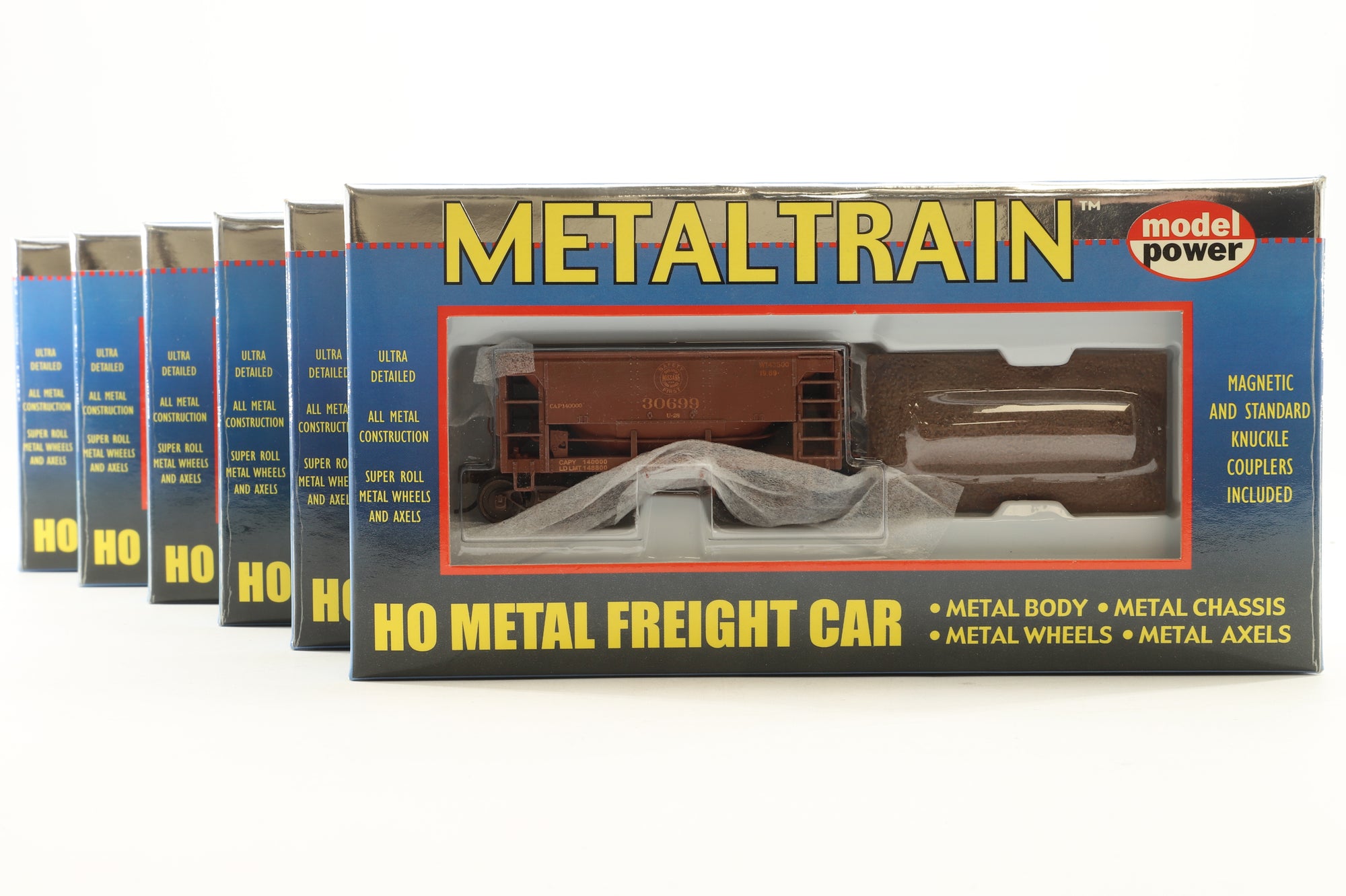 Model Power HO 1908 Rake Of 6 U-29 Metal Ore Cars Pro Renumbered & Weathered