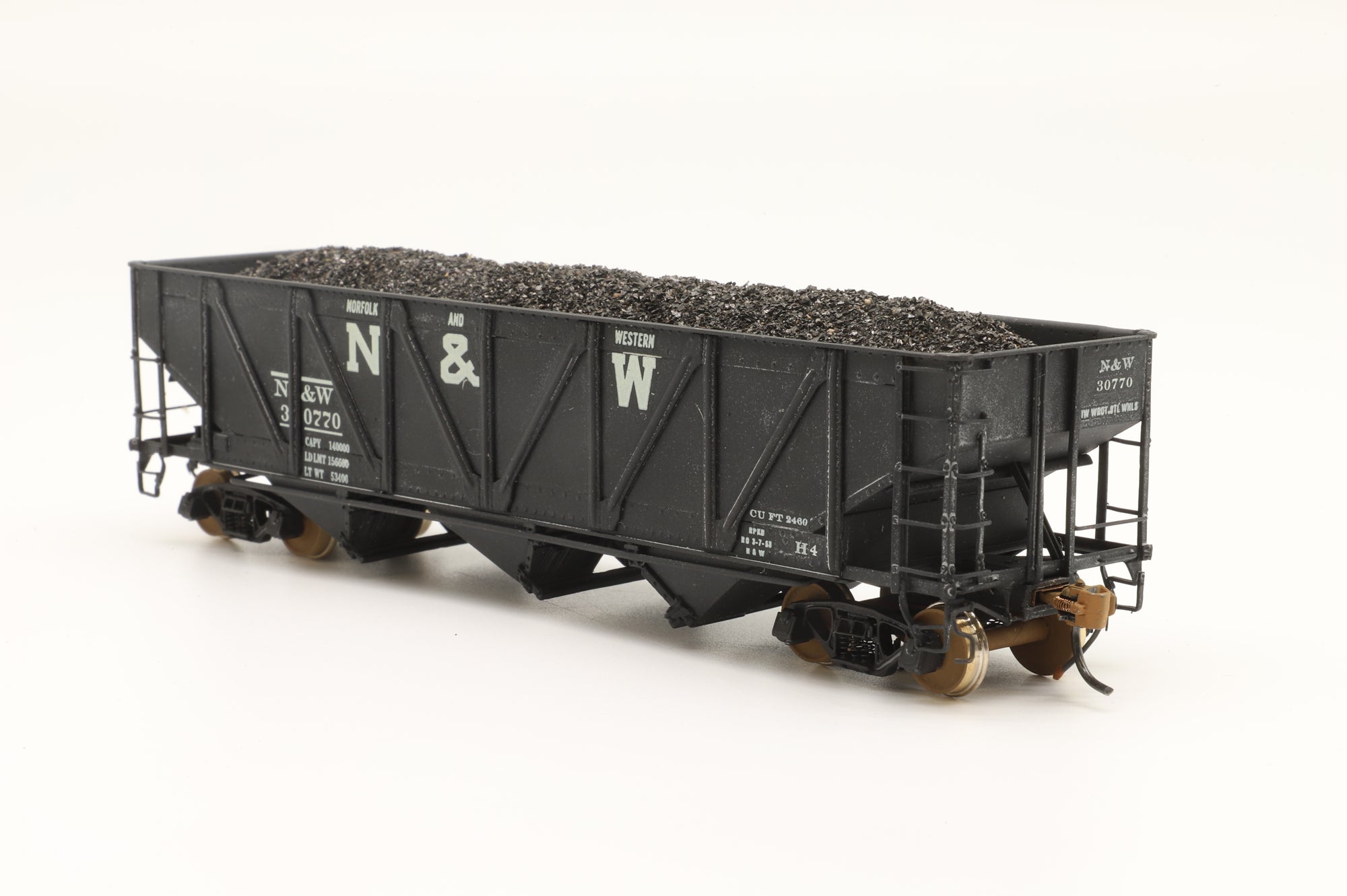 Overland Models/MS Models HO 3097 N&W 'H-4' 3-Bay 70T Steel Hopper, Brass Custom Painted & Transferred