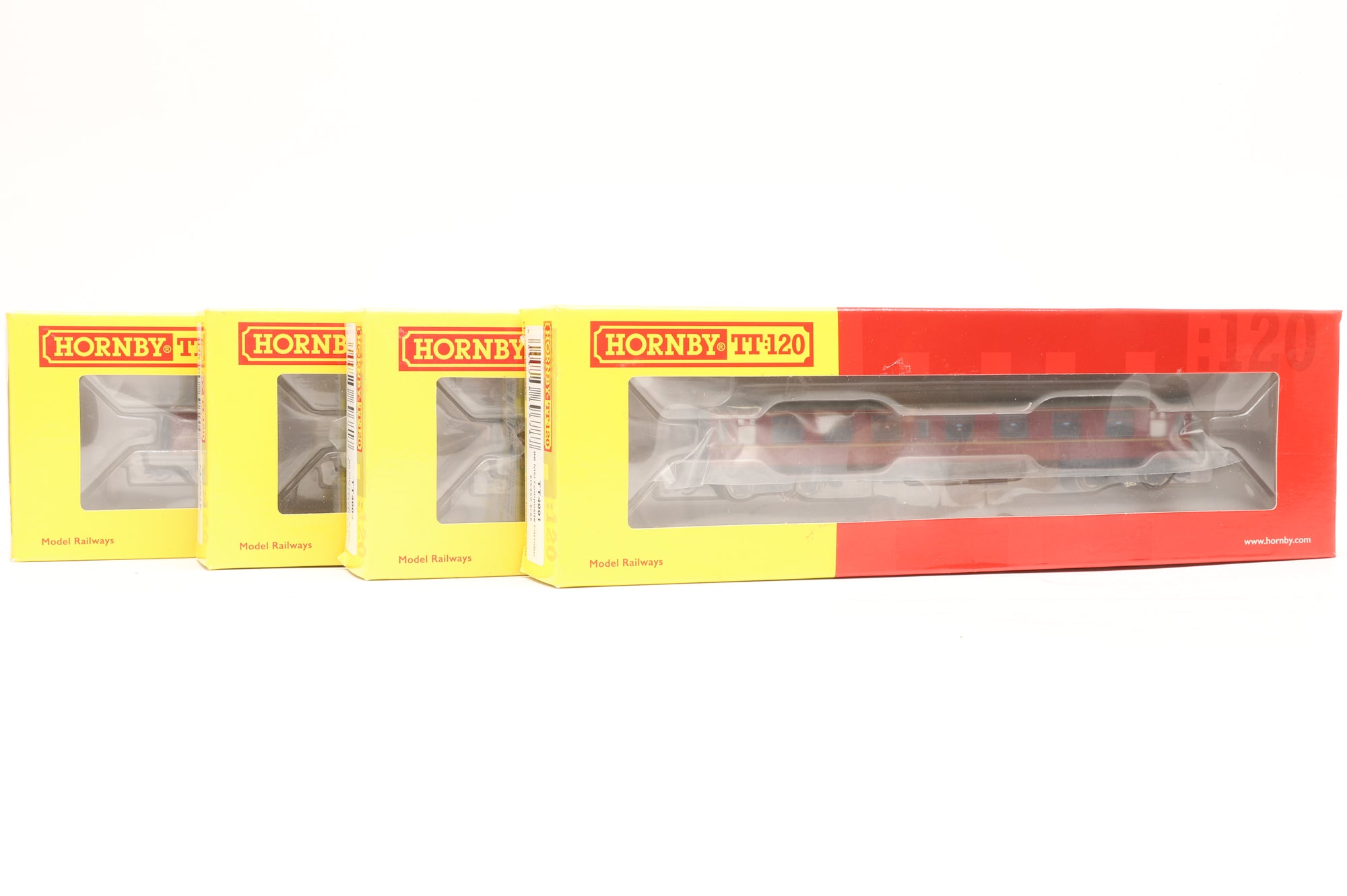 Hornby TT:120 Rake Of 4 BR Mk1 Lined Maroon Coaches Inc. TT4001, TT4001B, TT4002 & TT4002A