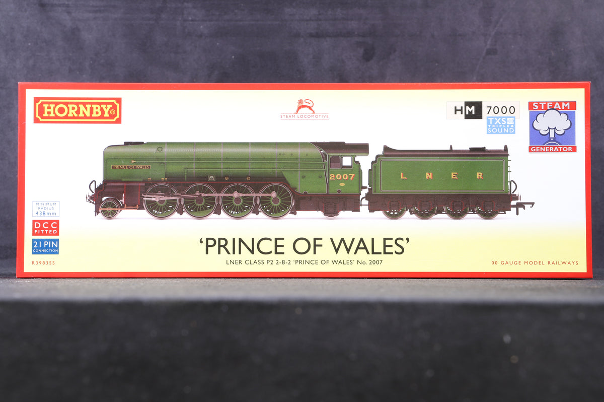 Hornby OO R3983SS LNER Class P2 2-8-2 &#39;2007&#39; &#39;Prince Of Wales&#39;, DCC Sound With Steam Generator