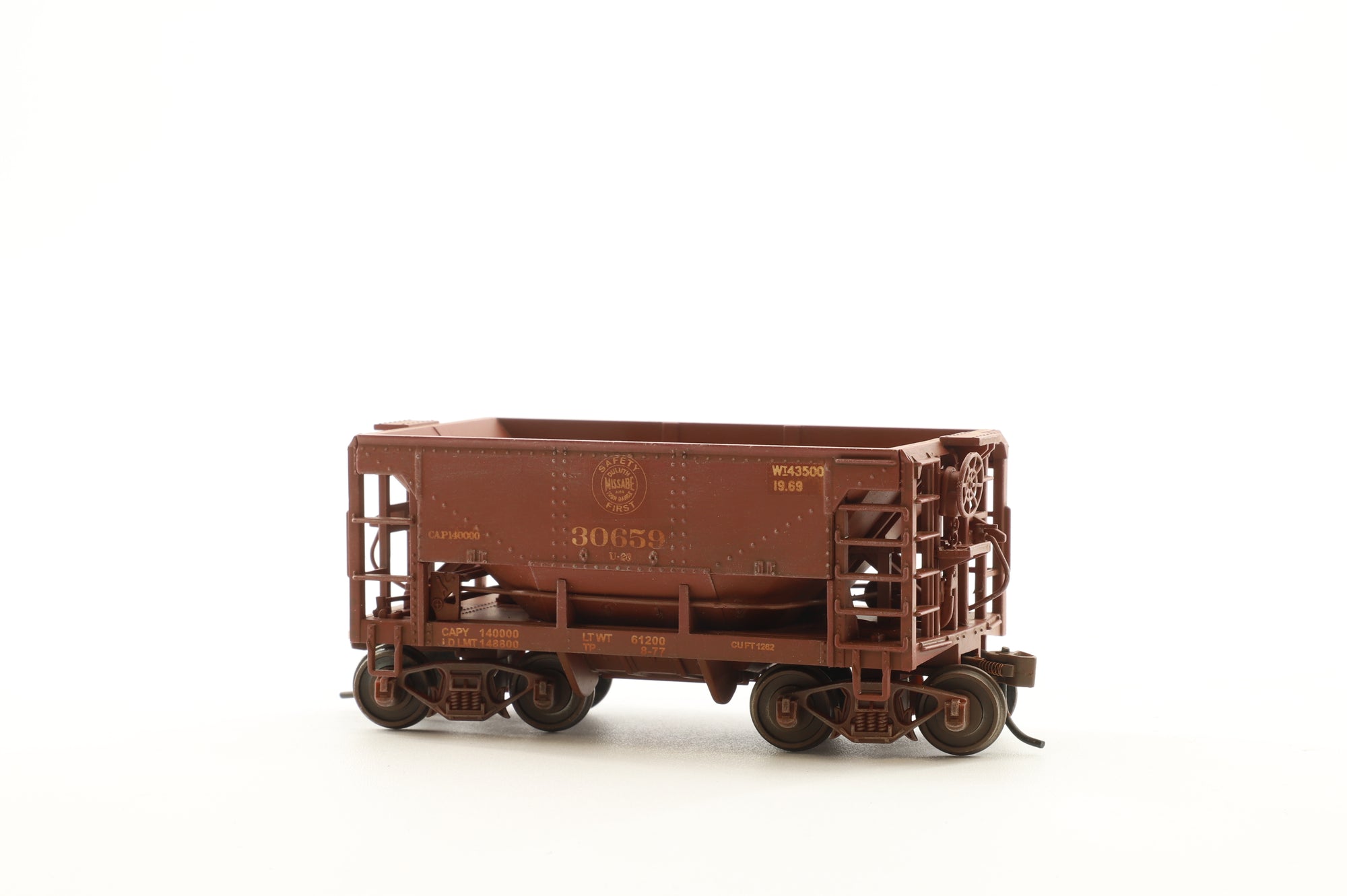 Model Power HO 1908 Rake Of 6 U-29 Metal Ore Cars Pro Renumbered & Weathered