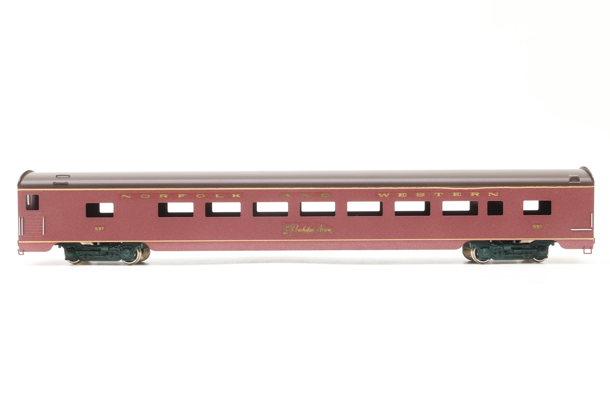 Sunset Models HO Brass Rake of Northern & Western Coaches, Custom Painted & Transferred