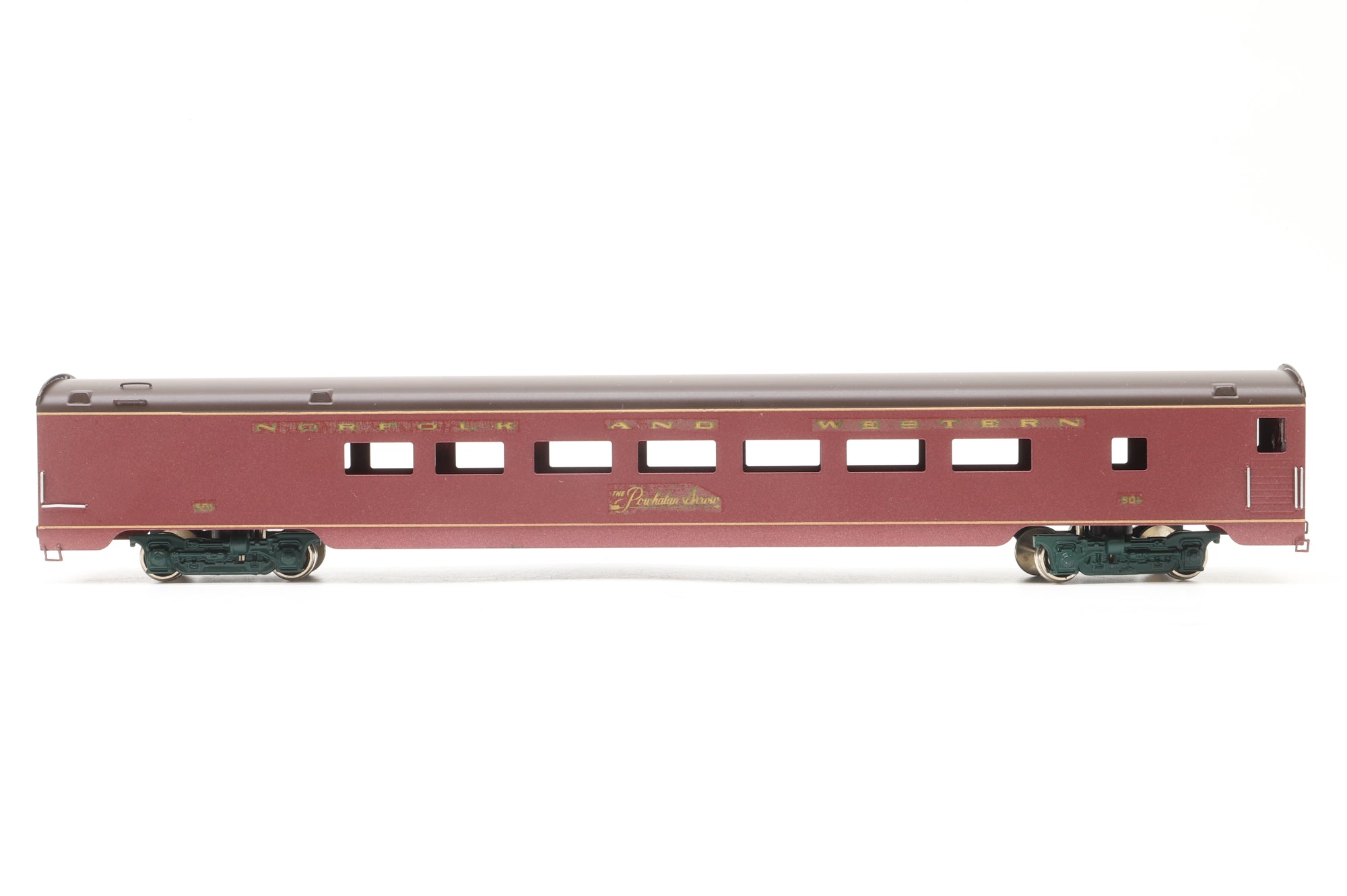 Sunset Models HO Brass Rake of Northern & Western Coaches, Custom Painted & Transferred