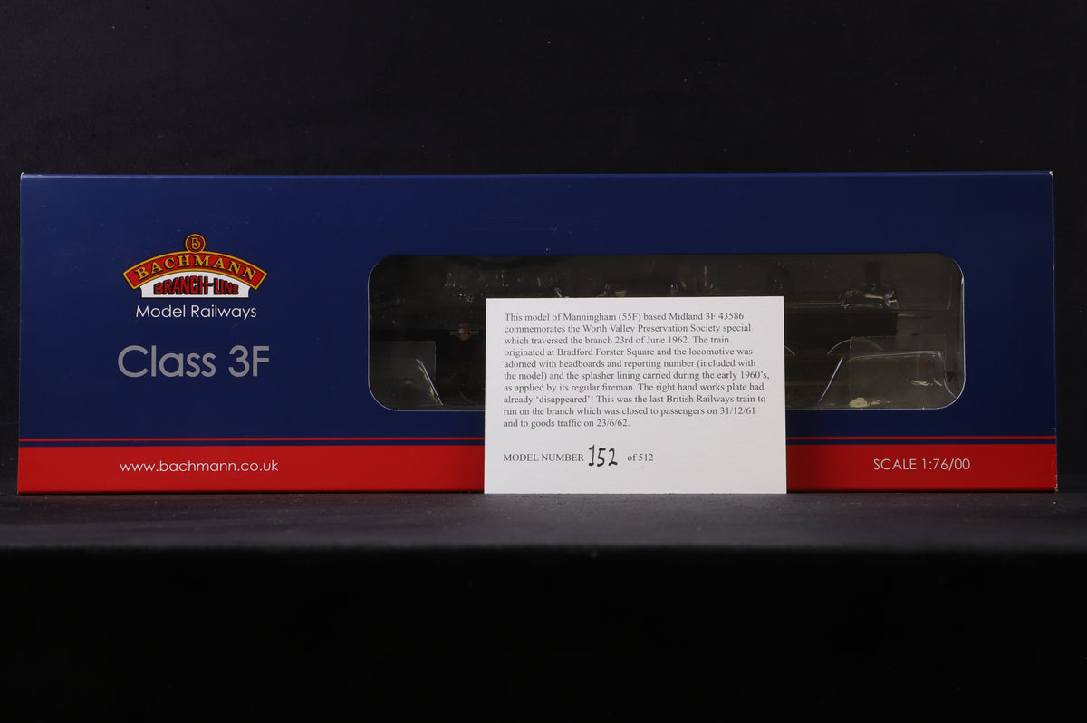 Bachmann OO 31-625Z Class 3F &#39;43586&#39; BR Black L/C Excl. KWVR