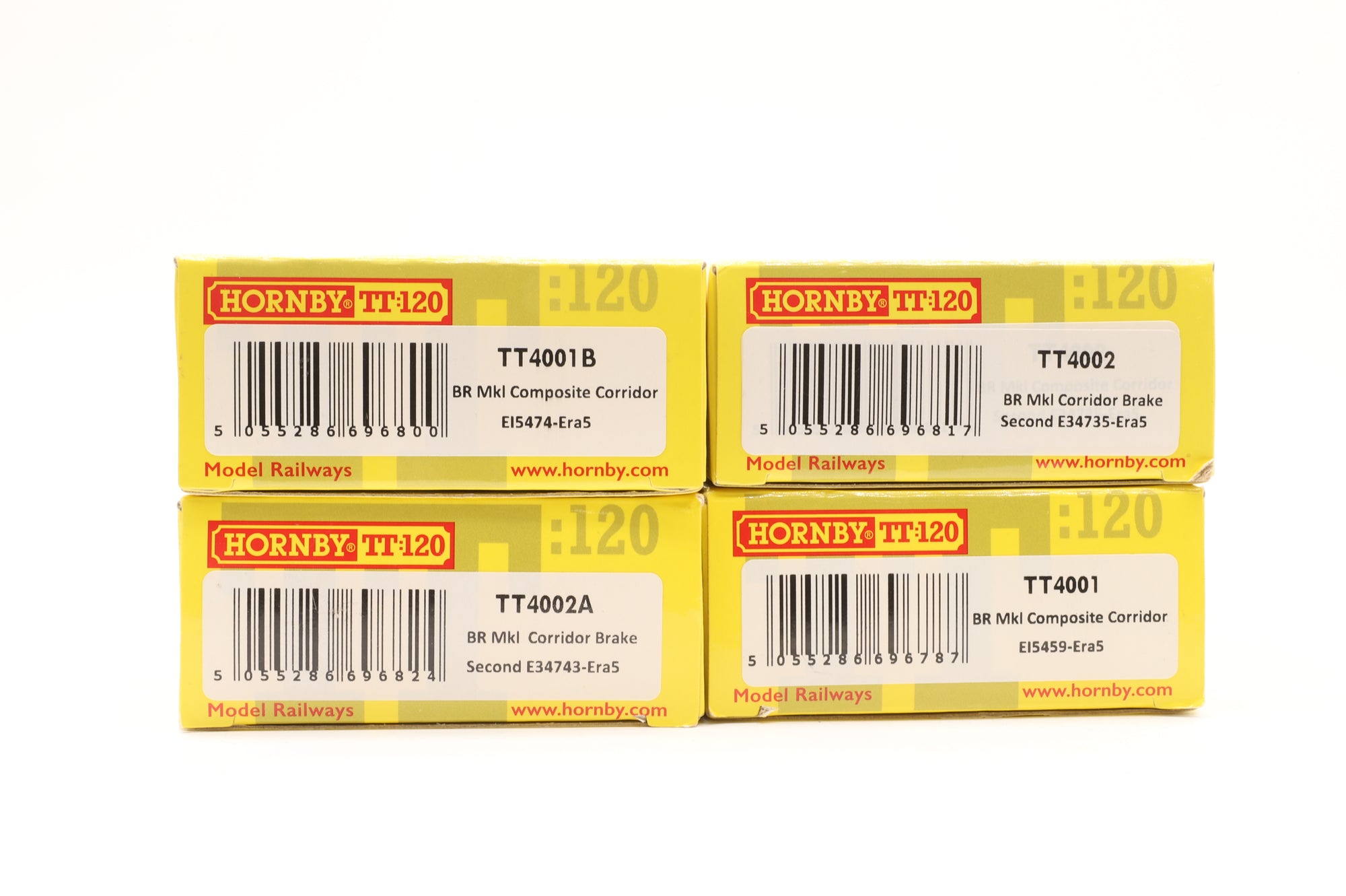 Hornby TT:120 Rake Of 4 BR Mk1 Lined Maroon Coaches Inc. TT4001, TT4001B, TT4002 & TT4002A