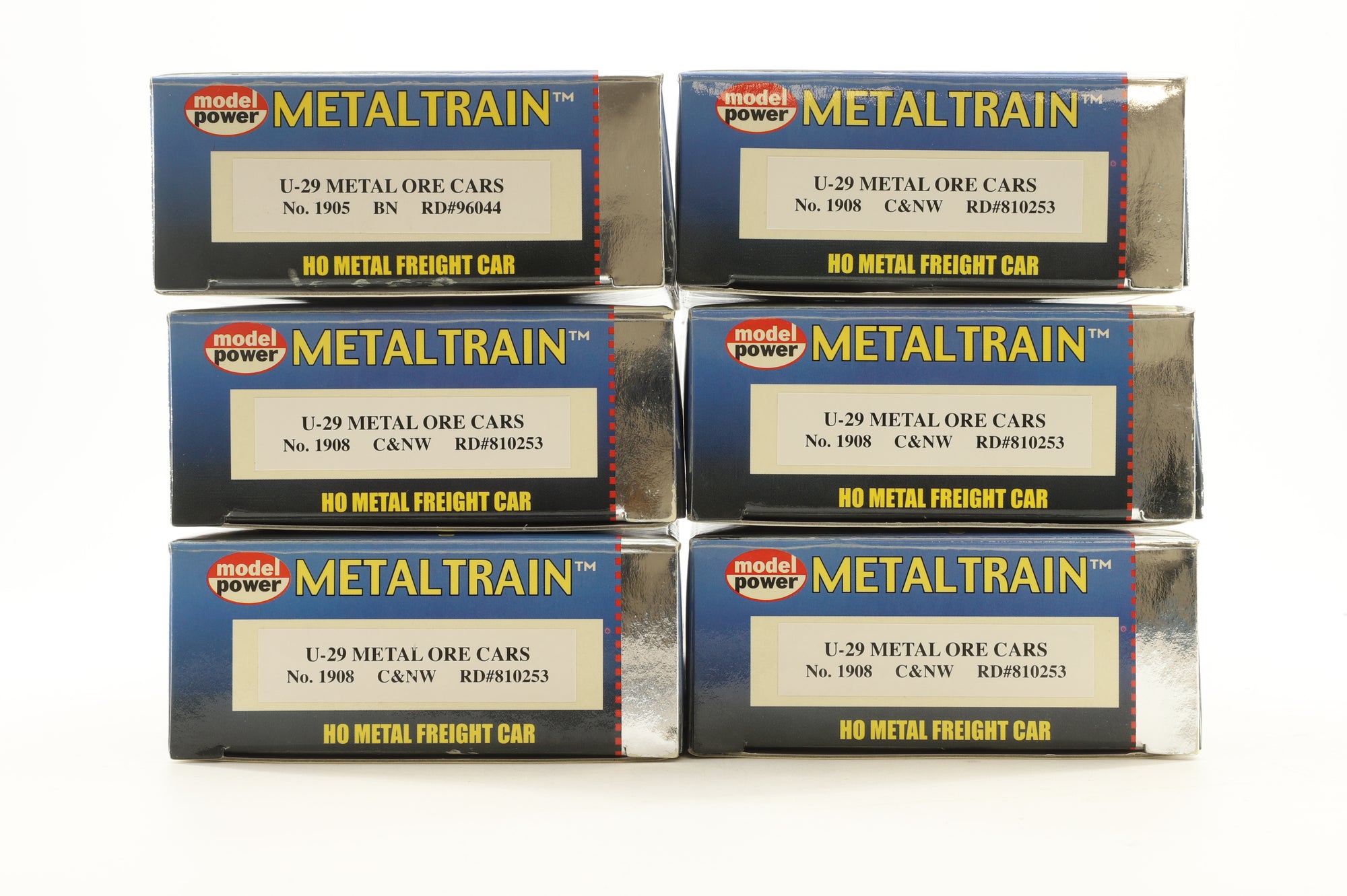 Model Power HO 1908 Rake Of 6 U-29 Metal Ore Cars Pro Renumbered & Weathered
