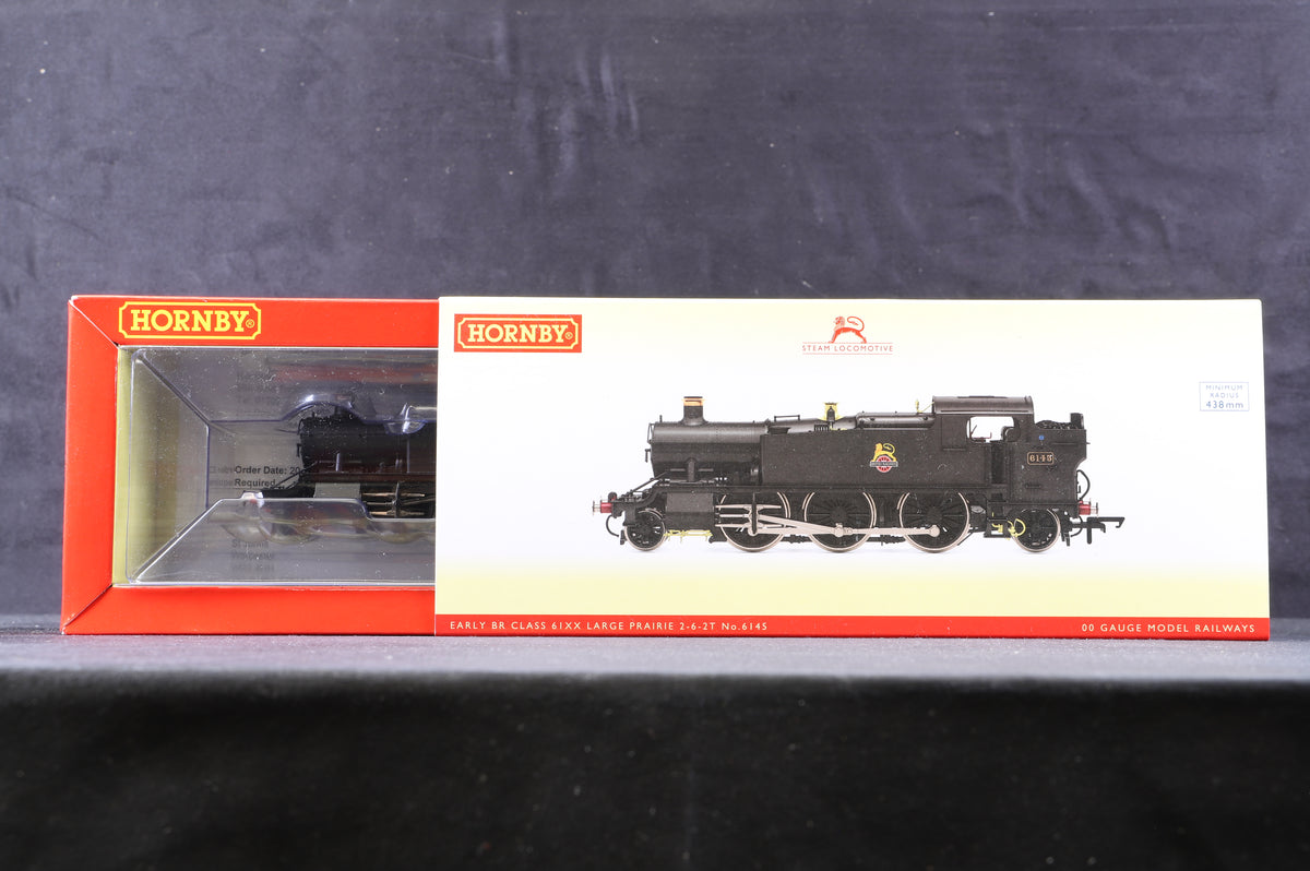 Hornby OO R3723 Class 61xx Large Prairie 2-6-2T &#39;6145&#39; BR Black E/C