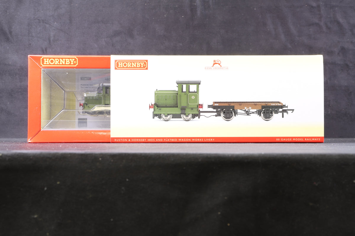 Hornby OO R3704 Ruston &amp; Hornsby 48DS &amp; Flatbed Wagon Works Livery