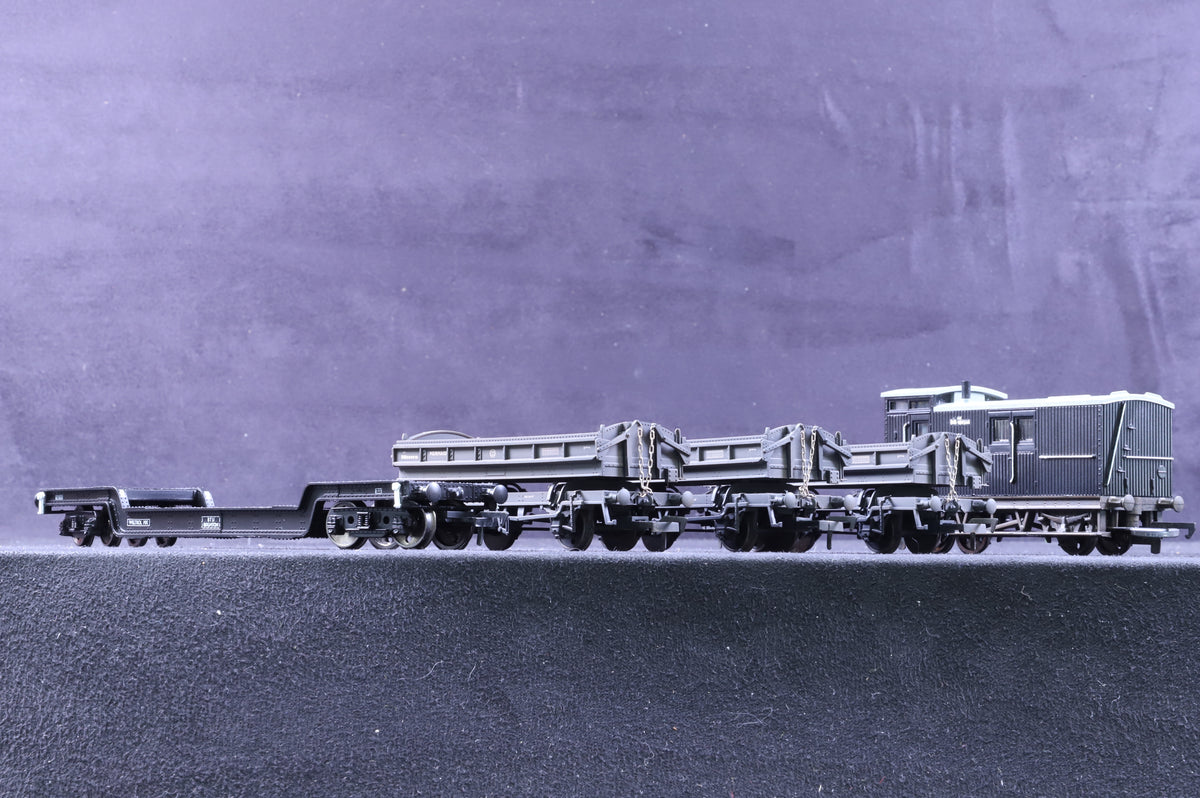 Heljan/Bachmann/Hornby OO Rake of 5 Assorted Wagons Incl. Ex-NER Birdcage Brake in BR Engineering Black