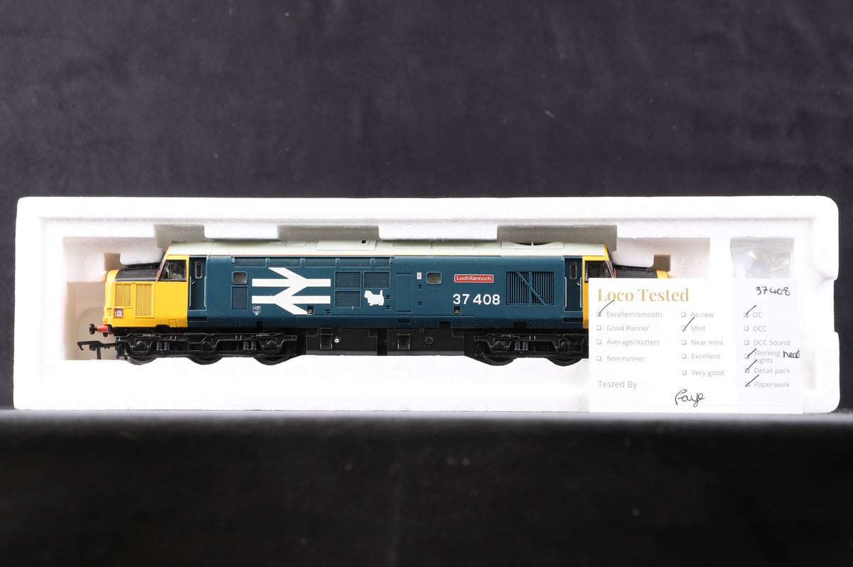 Bachmann OO 32-377 Class 37/4 Diesel &#39;37408&#39; &#39;Loch Rannoch&#39; BR Blue Large Logo