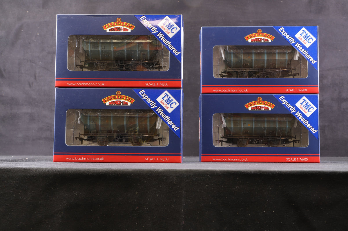 Bachmann OO 38-500Z Rake Of 4 Covered Hopper Wagons (Covhop) ICE Blue Sugar Traffic Excl. The model Centre TMC Weathered