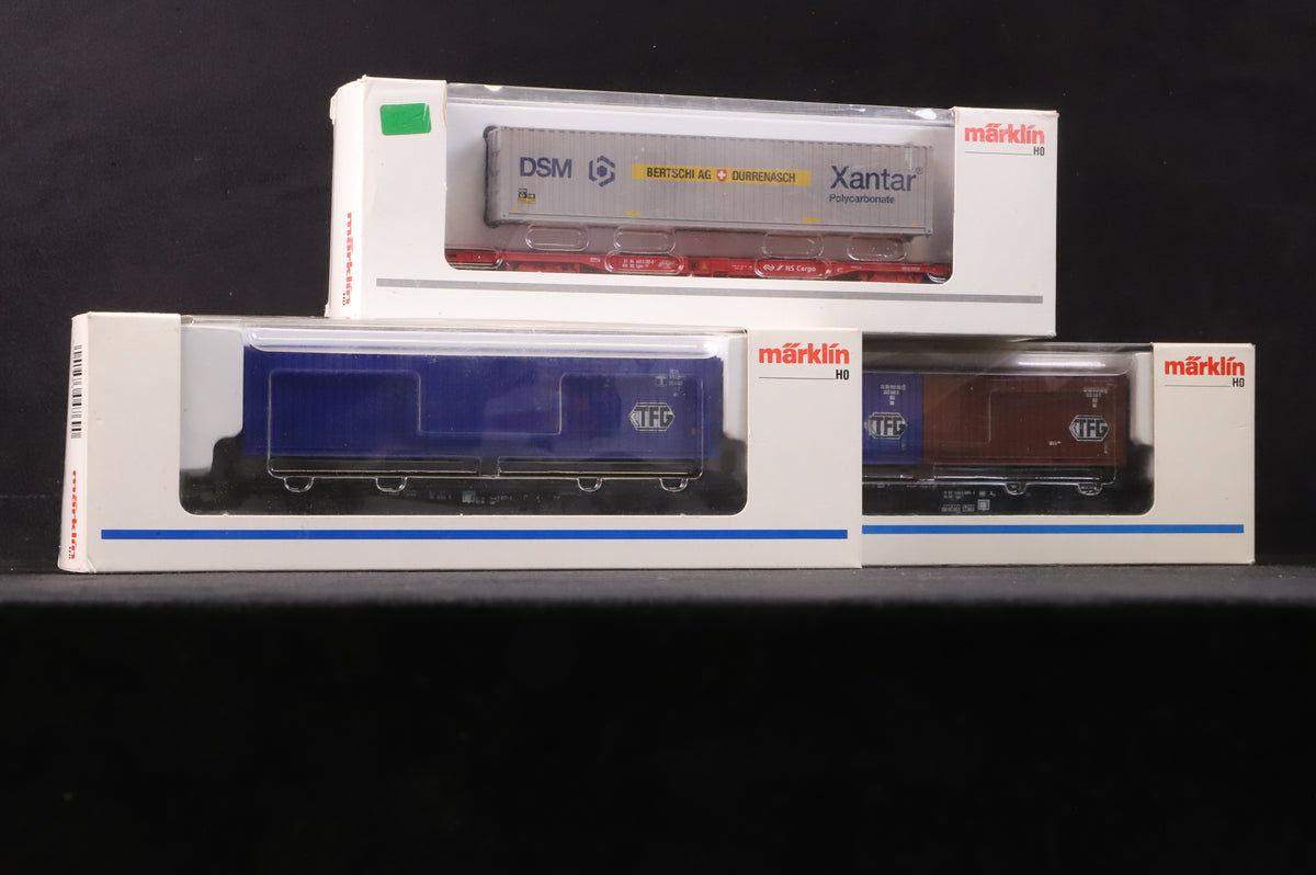 Marklin HO Rake Of 3 TFG Container Wagons Inc. 47701, 4769 &amp; 4768
