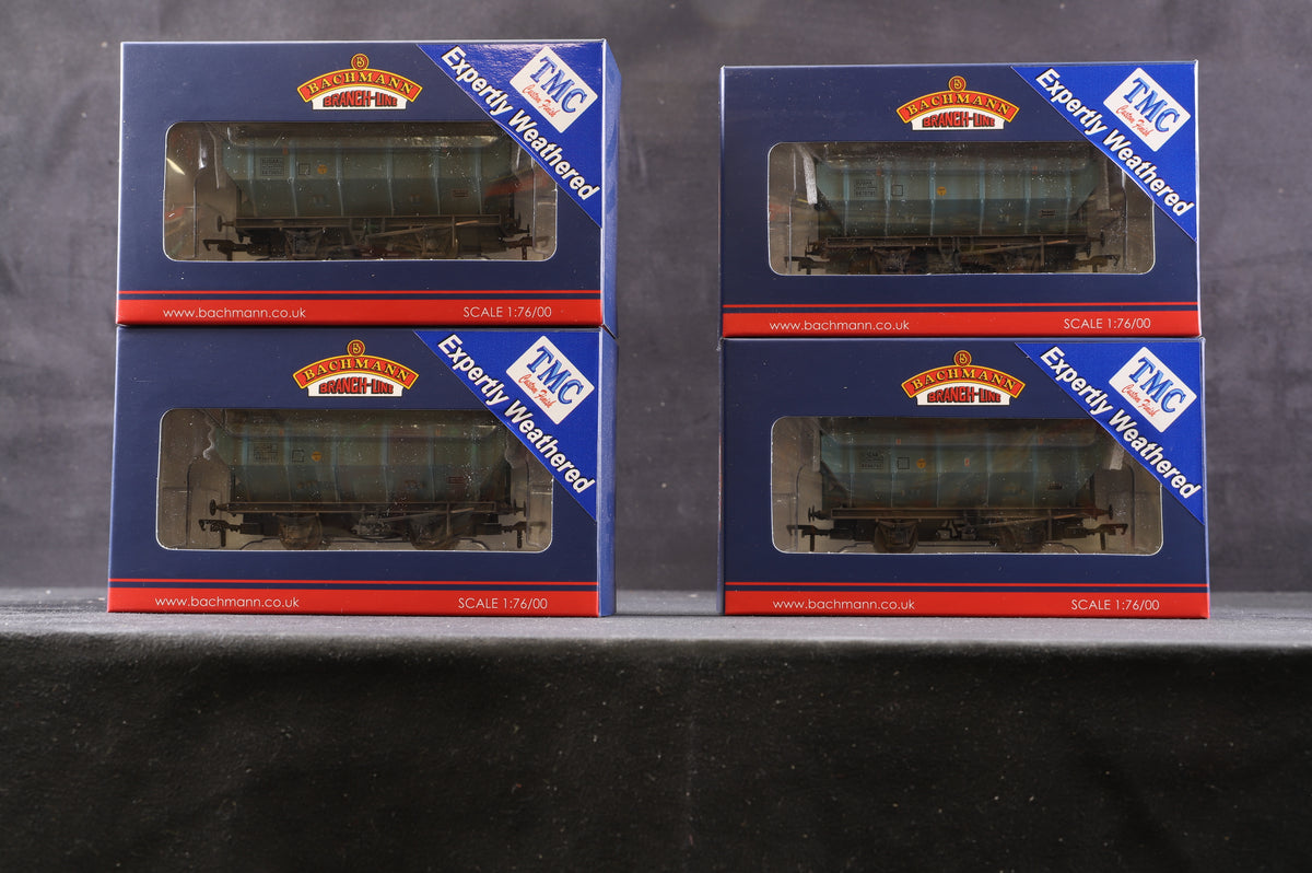 Bachmann OO 38-500Z Rake Of 4 Covered Hopper Wagons (Covhop) ICE Blue Sugar Traffic Excl. The model Centre TMC Weathered