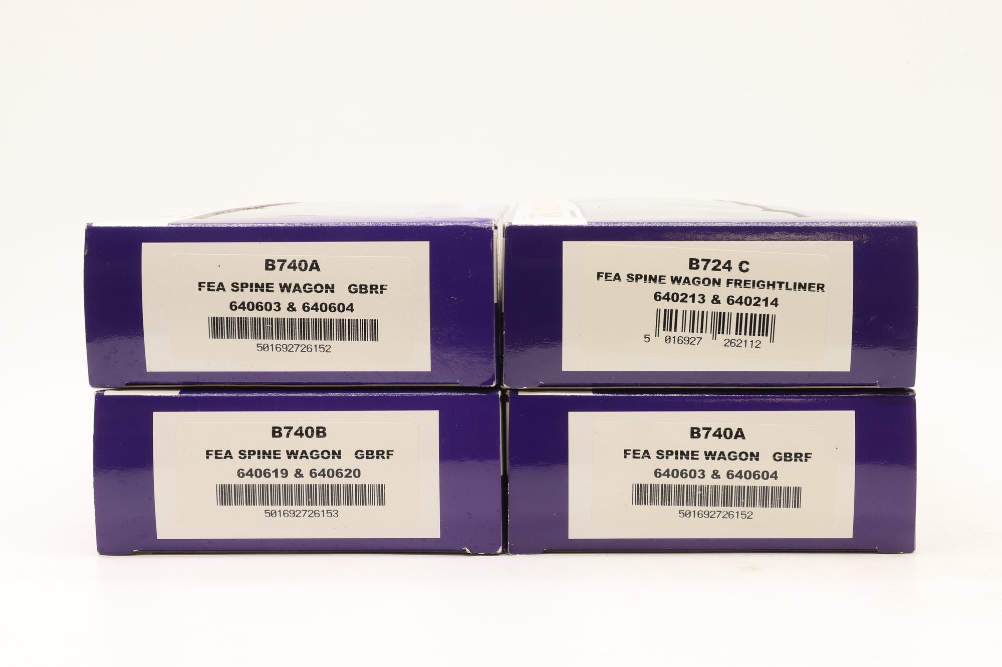Dapol OO Rake Of 4 FEA Spine Wagons GBRf Inc. B740A x2, B740B & B724C
