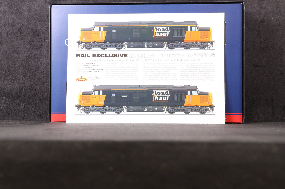 Bachmann OO 32-390Y Class 37/7 Twin Pack &#39;37713 &amp; 37884&#39; Loadhaul Excl. Rail Exclusive