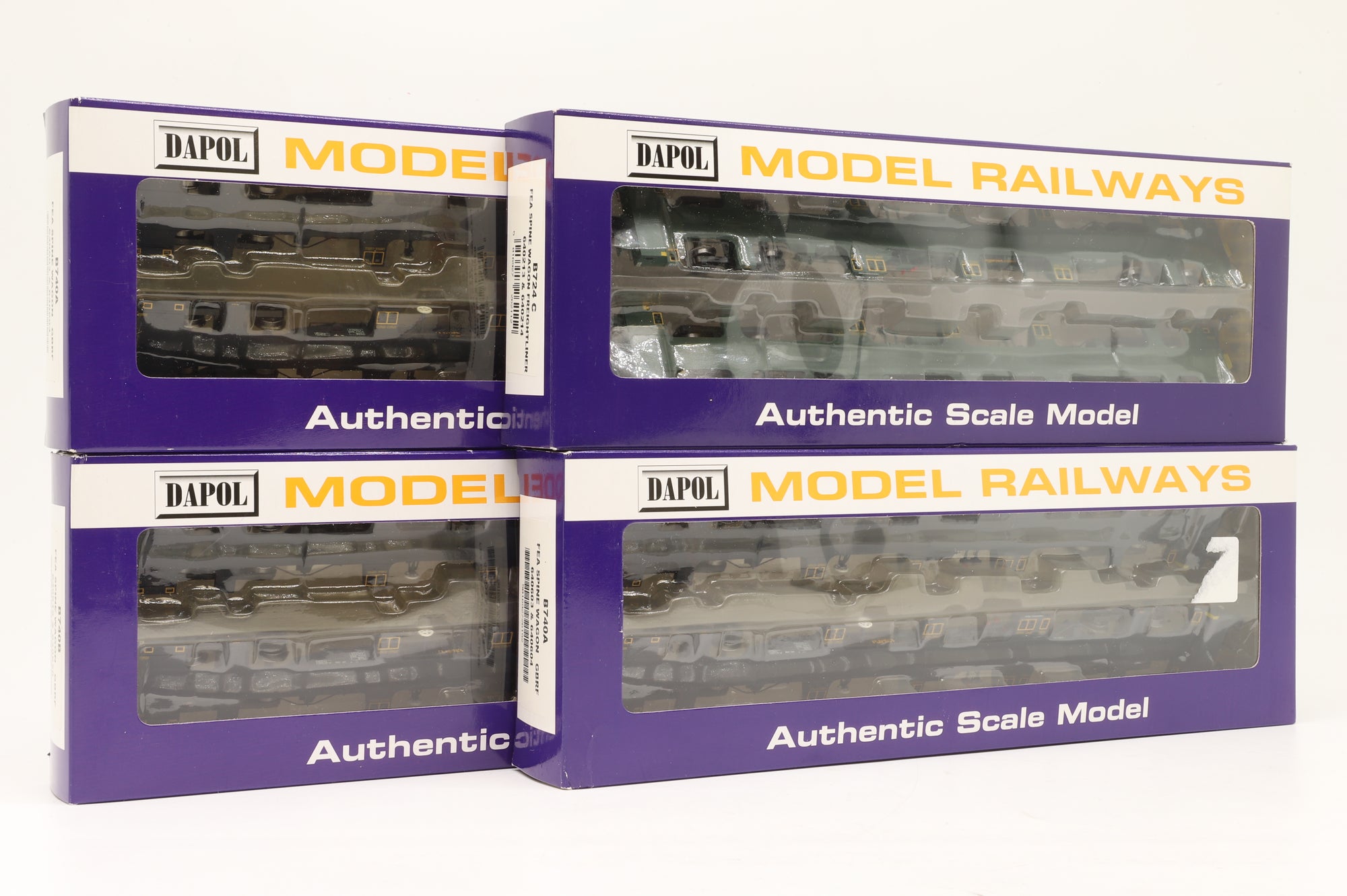 Dapol OO Rake Of 4 FEA Spine Wagons GBRf Inc. B740A x2, B740B & B724C