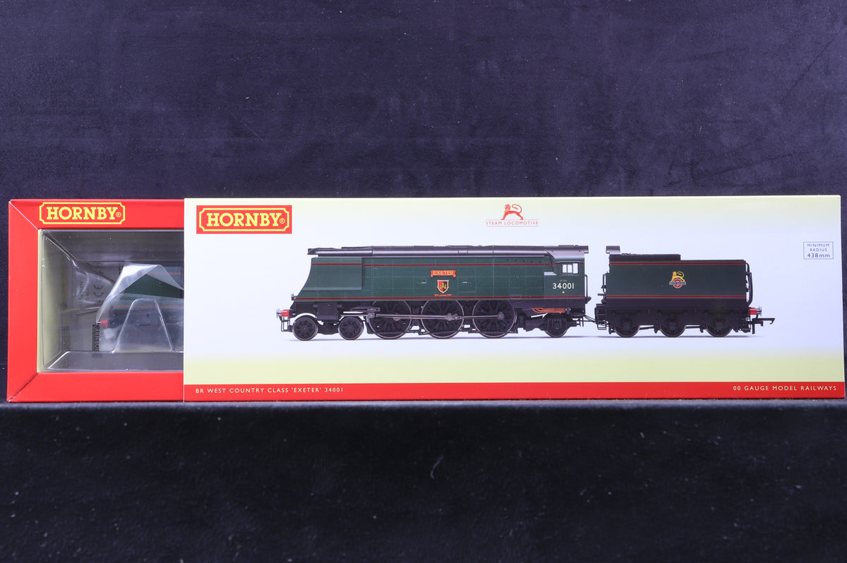 Hornby OO R3115 West Country Class 34001 &#39;Exeter&#39; in BR Lined Green with Early Crests