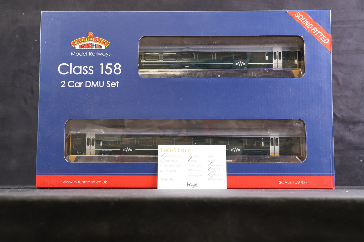 Bachmann OO 31-519SF Class 158 2-Car DMU &#39;158766&#39; GWR Green, DCC Sound