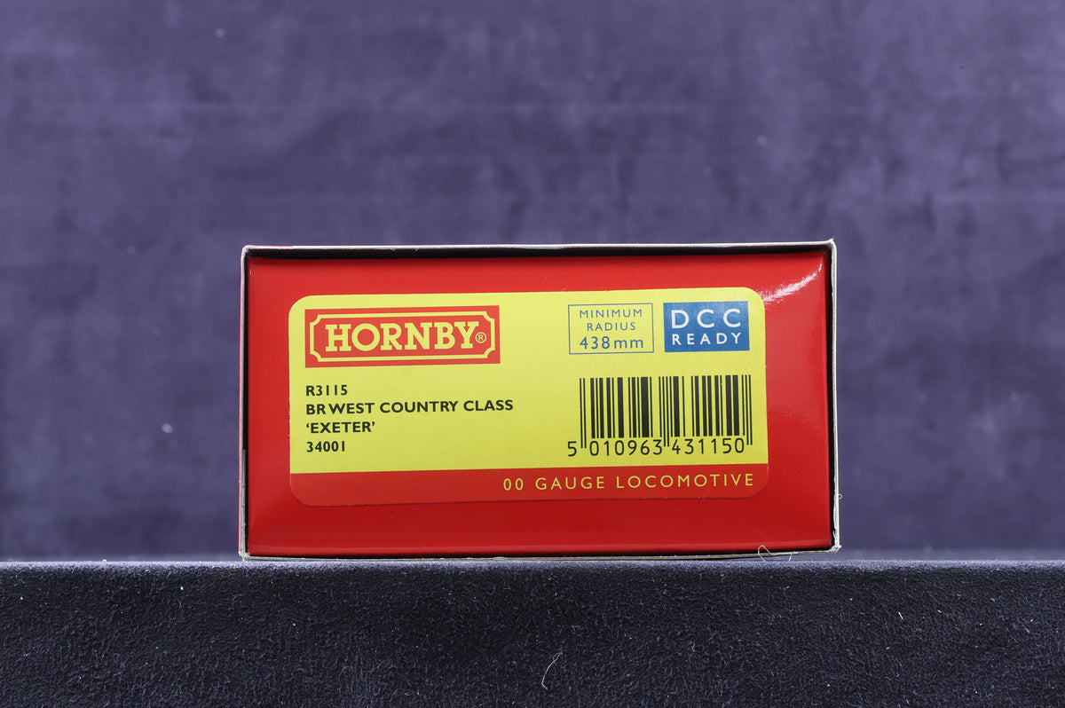 Hornby OO R3115 West Country Class 34001 &#39;Exeter&#39; in BR Lined Green with Early Crests