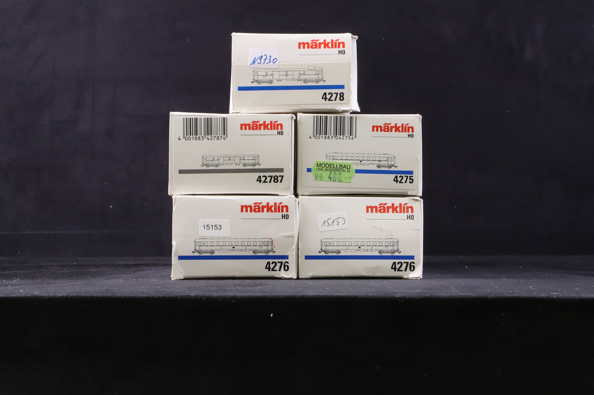 Marklin HO Rake Of 5 Green DB Coaches Inc. 4275, 4276x2, 42787 &amp; 4278