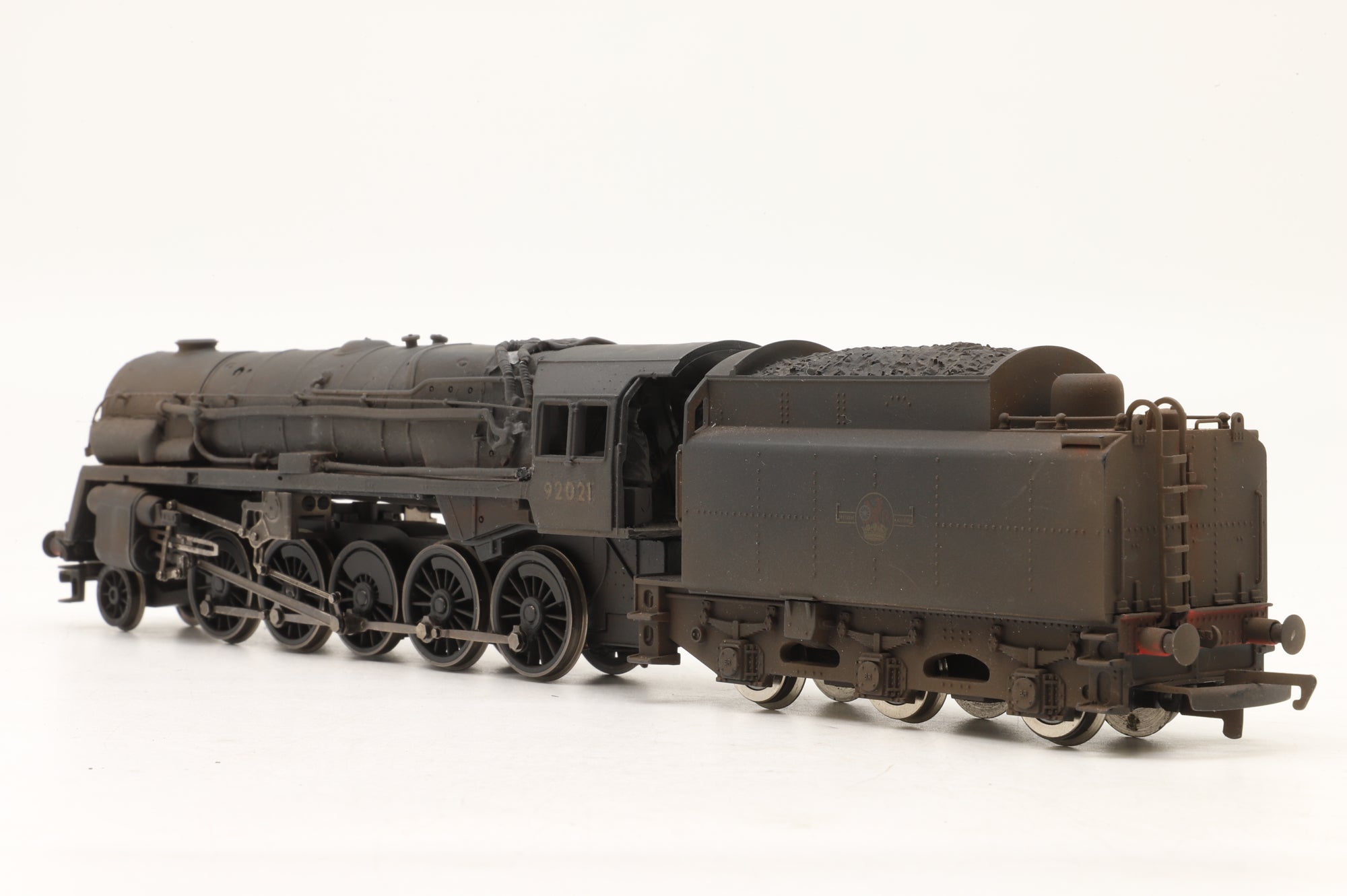 Hornby OO Rebuilt Crosti 9F '92021' BR Black L/C Weathered & Modified